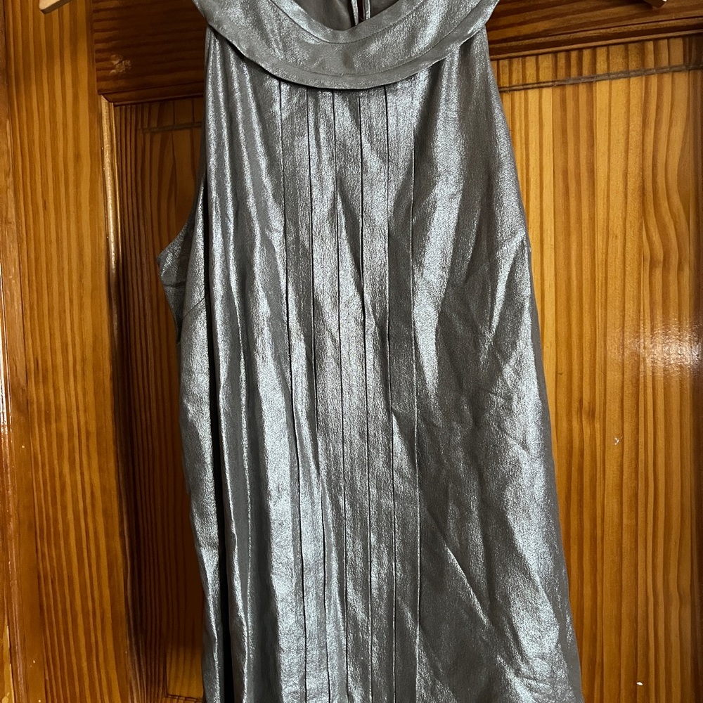J. Crew Metallic Gray Pleated Top